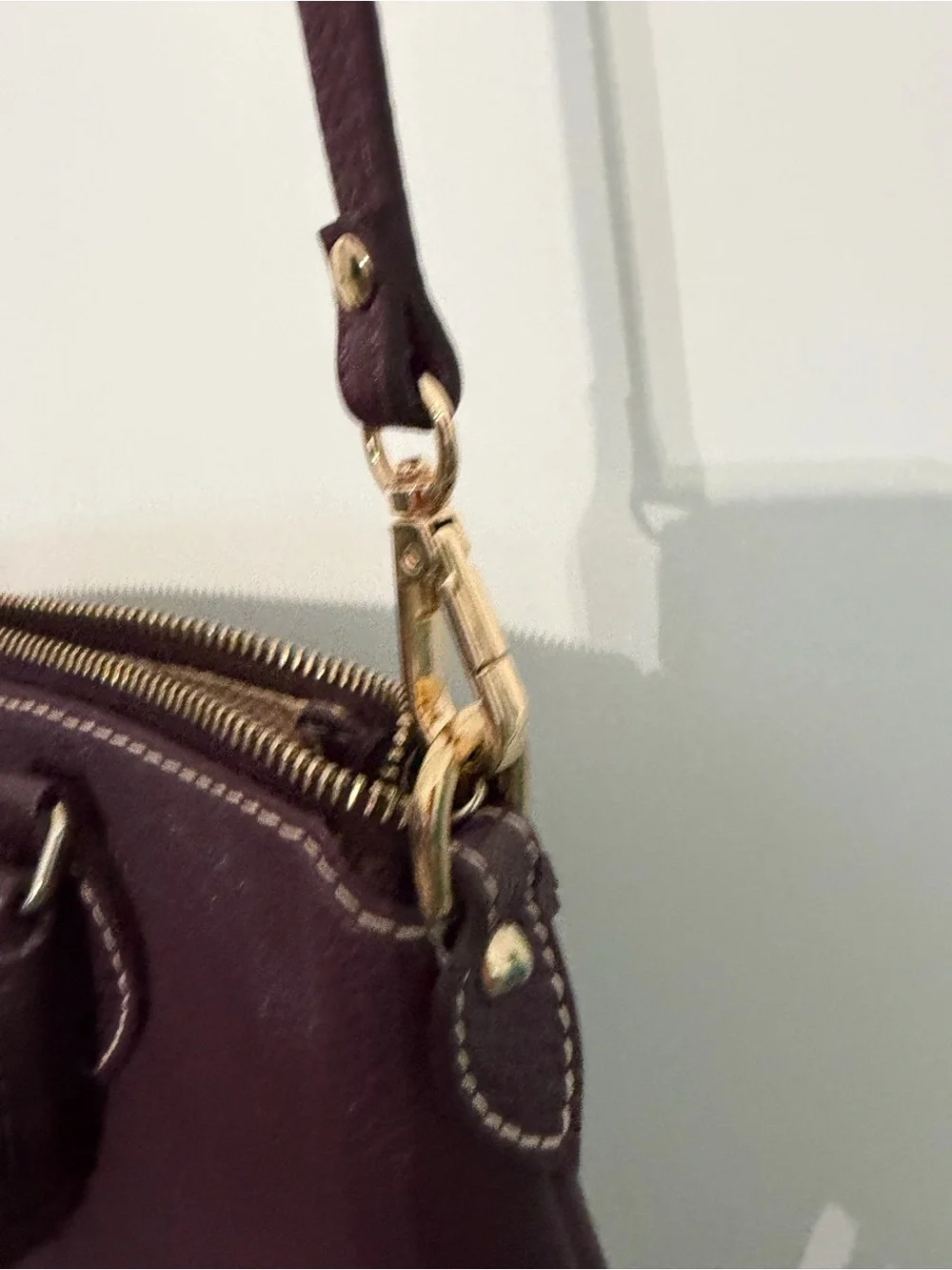 Dooney & Bourke Burgundy Leather Satchel with Gold Hardware